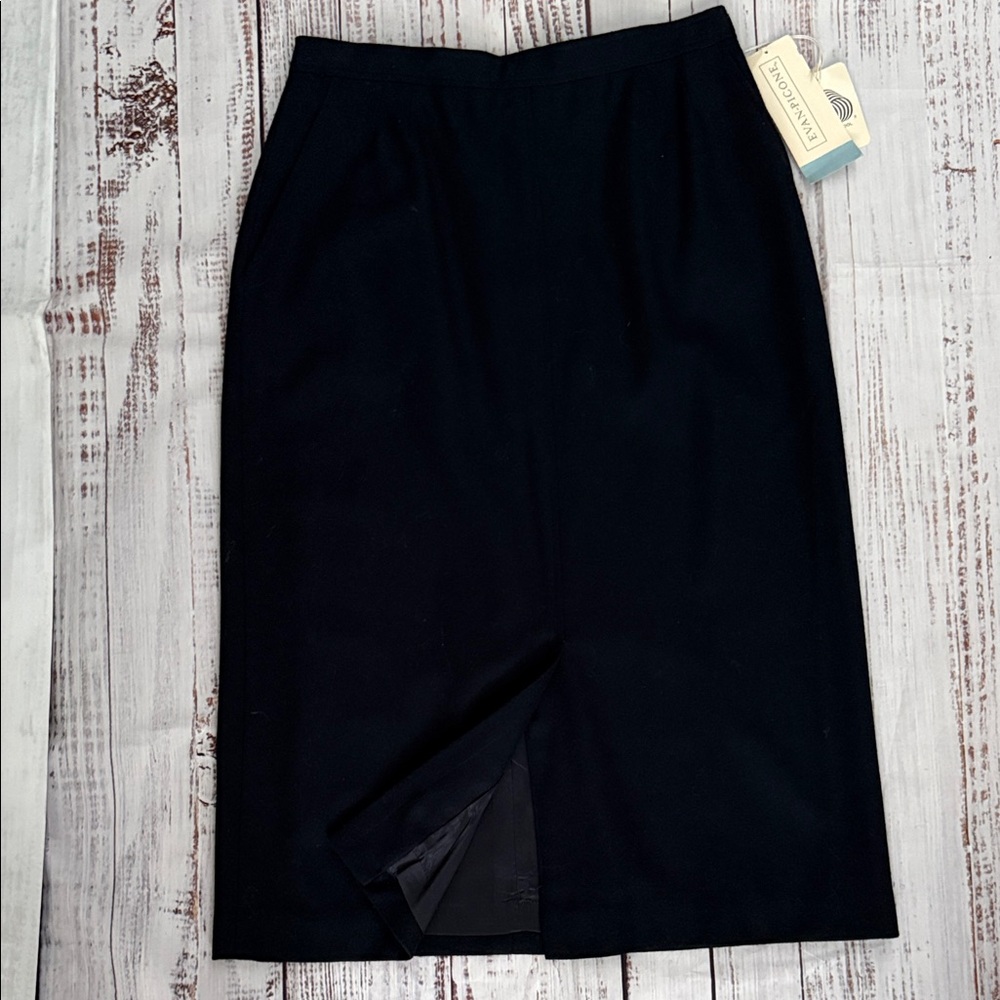 Vintage Evan Picone Classic Dark Navy Wool Skirt NWT